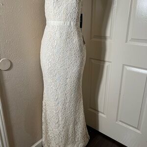 Lulu's Ivory Lace Maxi Dress